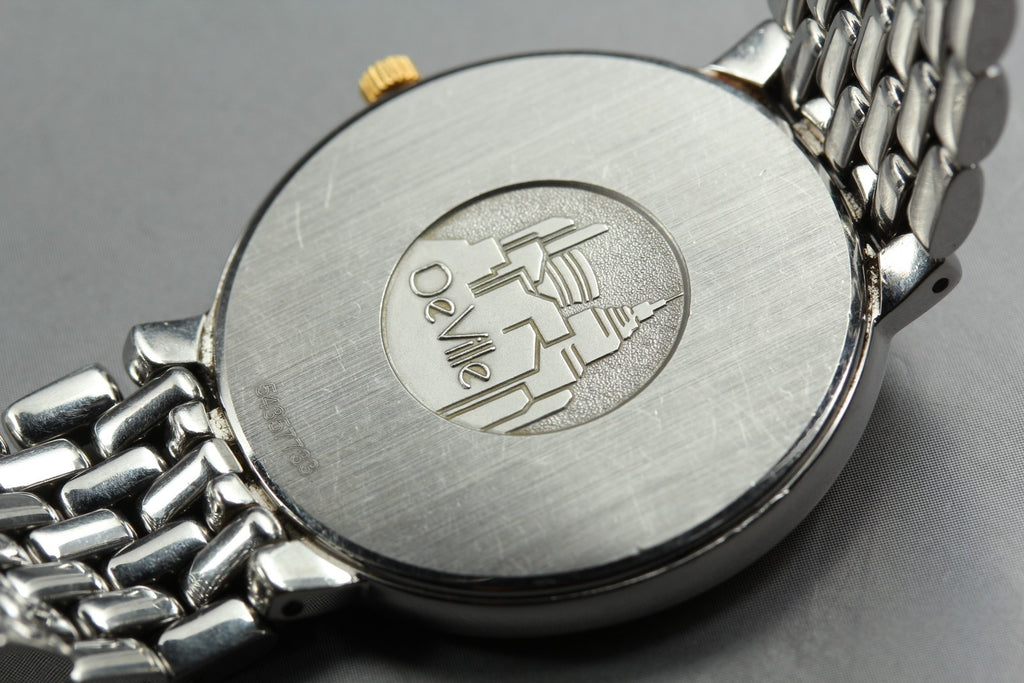 1993 Near MINT OMEGA De Ville 32mm 395.2378 Quartz SS Gold Dial Men's Vintage