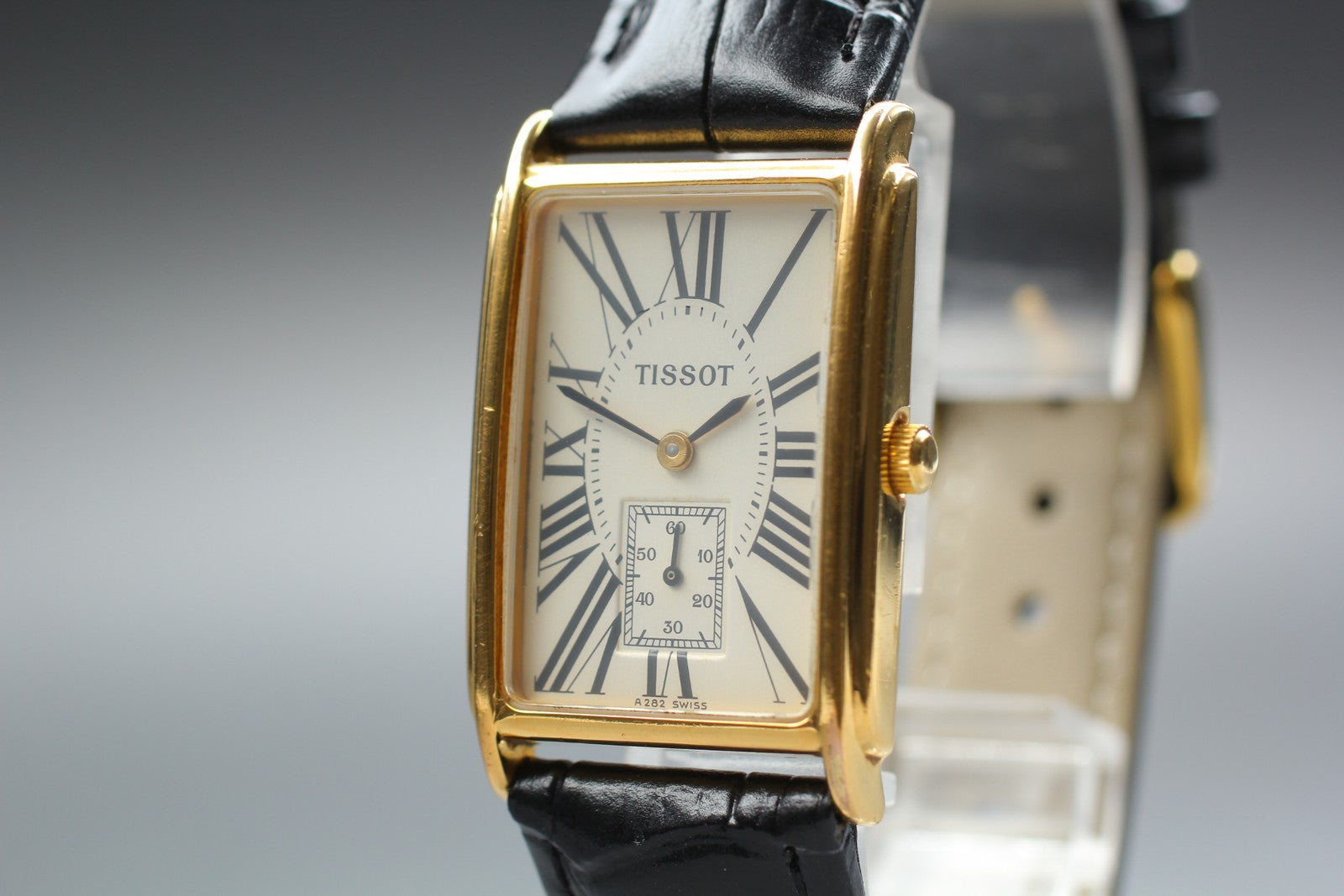 Near MINT Tissot A282K 23mm Small Second Quartz White Roman Dial Tank Unisex