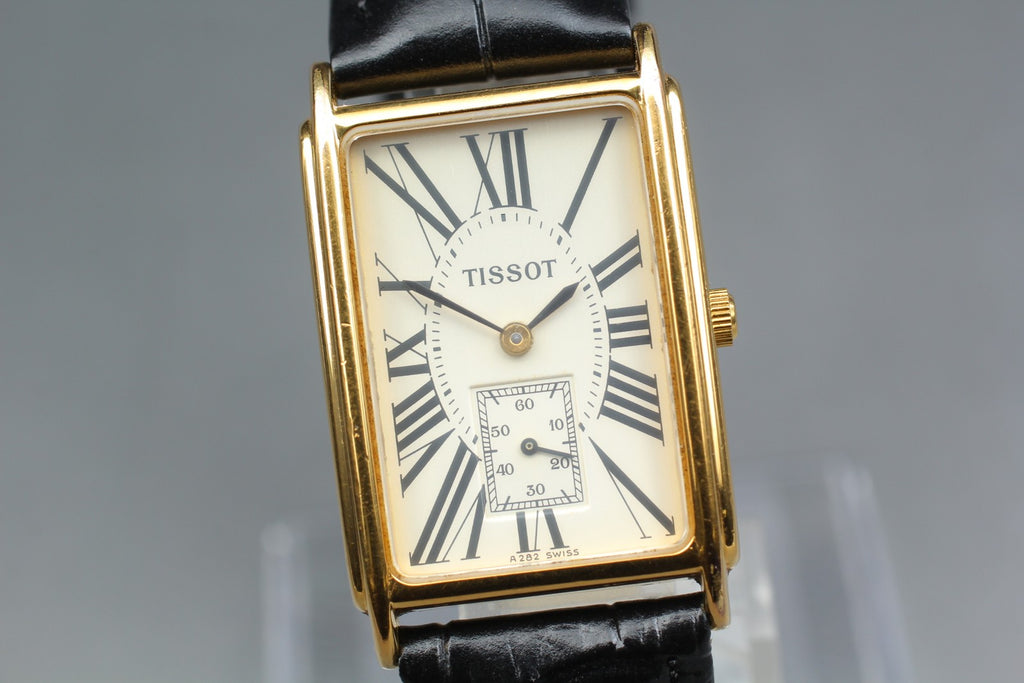 Near MINT Tissot A282K 23mm Small Second Quartz White Roman Dial Tank Unisex
