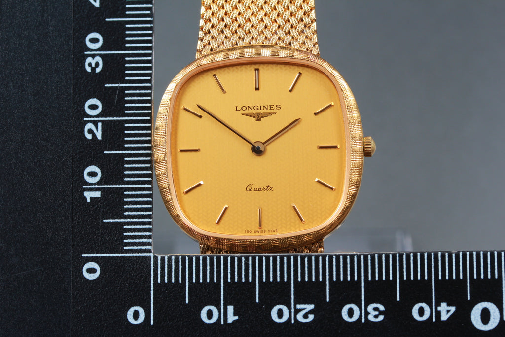 Near MINT LONGINES 150 3344 30mm Quartz Gold Plated Gold Dial Men's Vintage