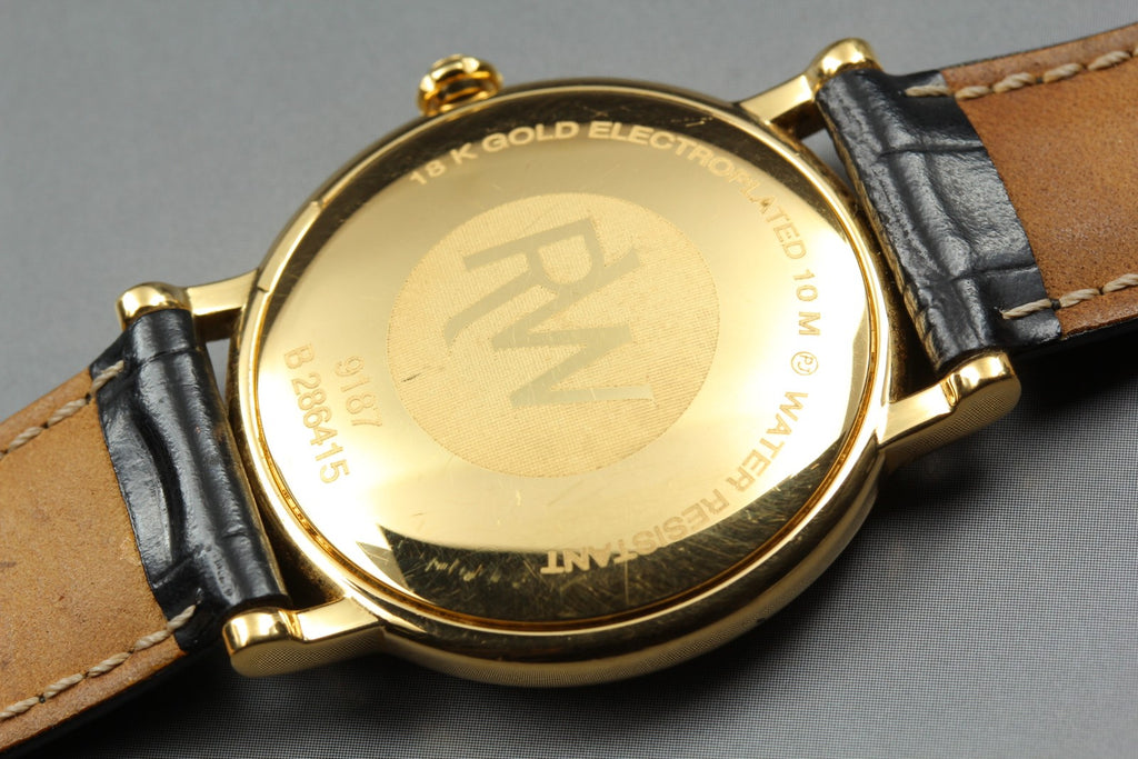 Near MINT Raymond Weil Geneve 9187 33mm Quartz Roman Dial Gold Men's Vintage