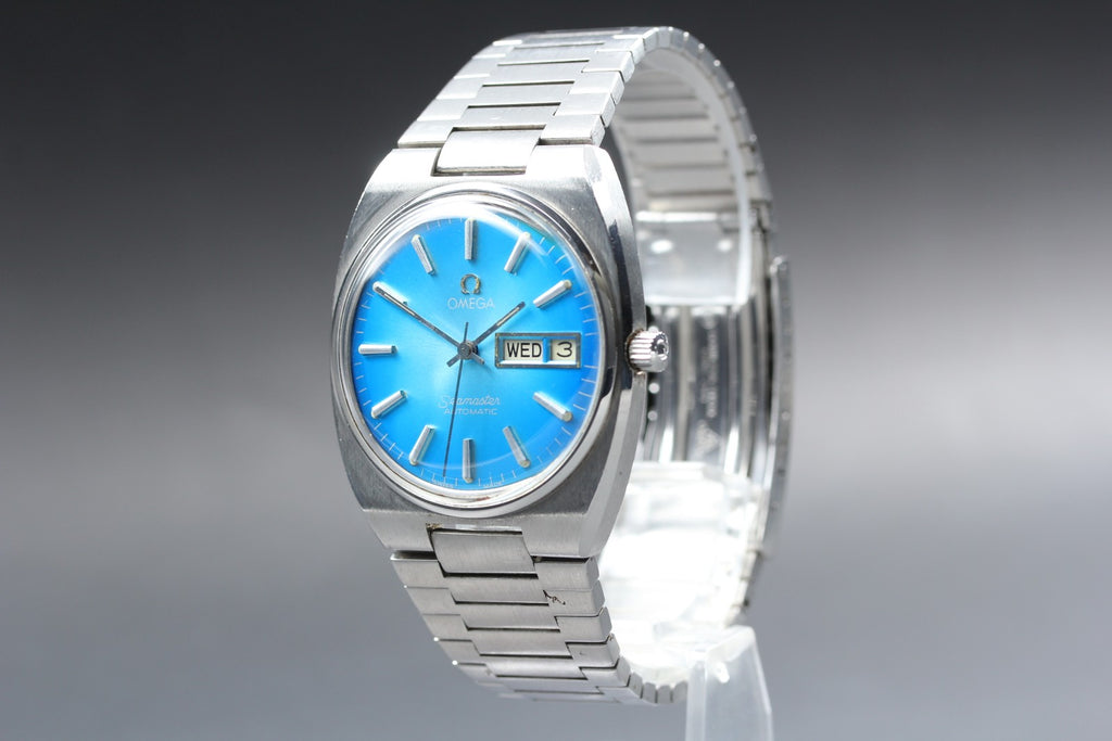 Near MINT OMEGA Seamaster 35mm 166.0216.2 Automatic Blue Dial Men's Vintage