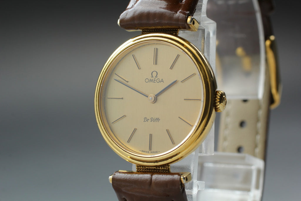 1979 Near MINT OMEGA De Ville 25mm 511.0557 Manual Gold Dial Women's Vintage