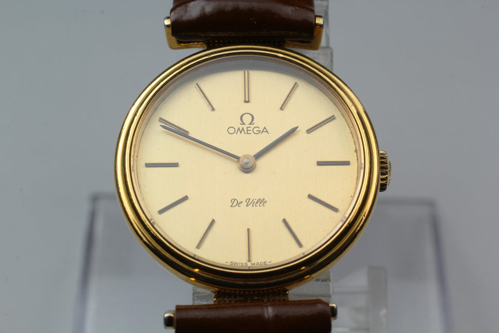1979 Near MINT OMEGA De Ville 25mm 511.0557 Manual Gold Dial Women's Vintage