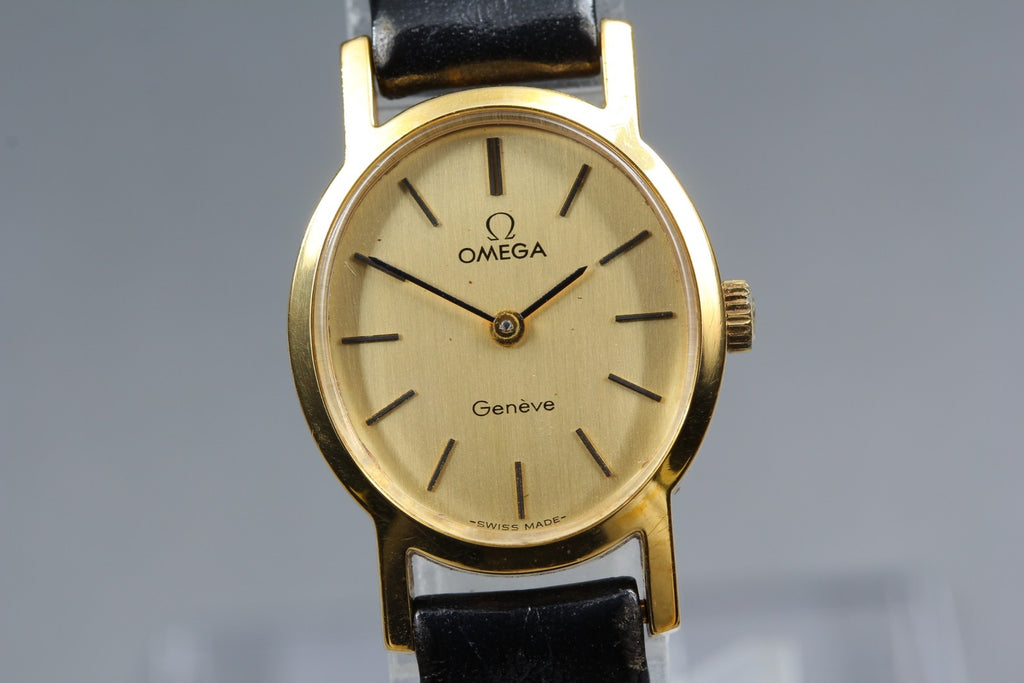 1974 Near MINT/Box OMEGA Geneve 21mm 511.0411 Manual Gold Dial Women's Vintage