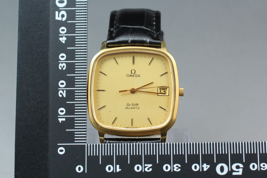1980 MINT OMEGA De Ville 33mm 192.0049 Quartz Cal.1332 Gold Dial Men's Vintage