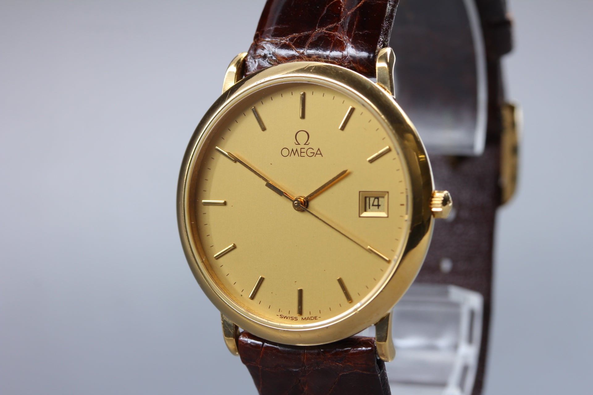 1992 OMEGA De Ville 32mm 196.0312.1 Quartz Gold Dial Men's Vintage Exc+5
