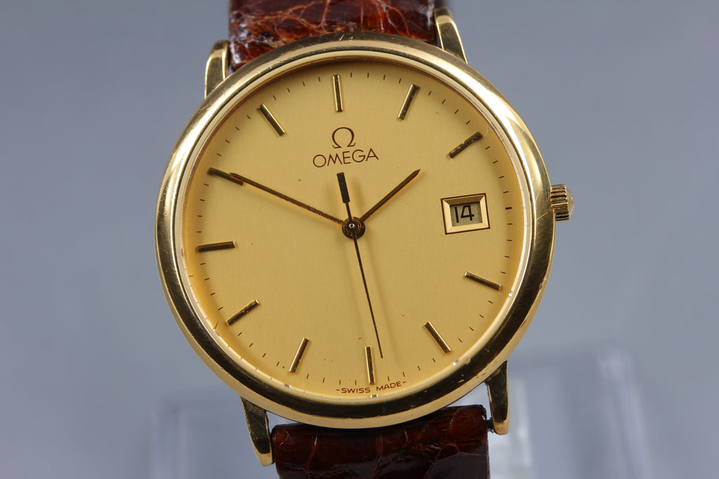 1992 OMEGA De Ville 32mm 196.0312.1 Quartz Gold Dial Men's Vintage Exc+5