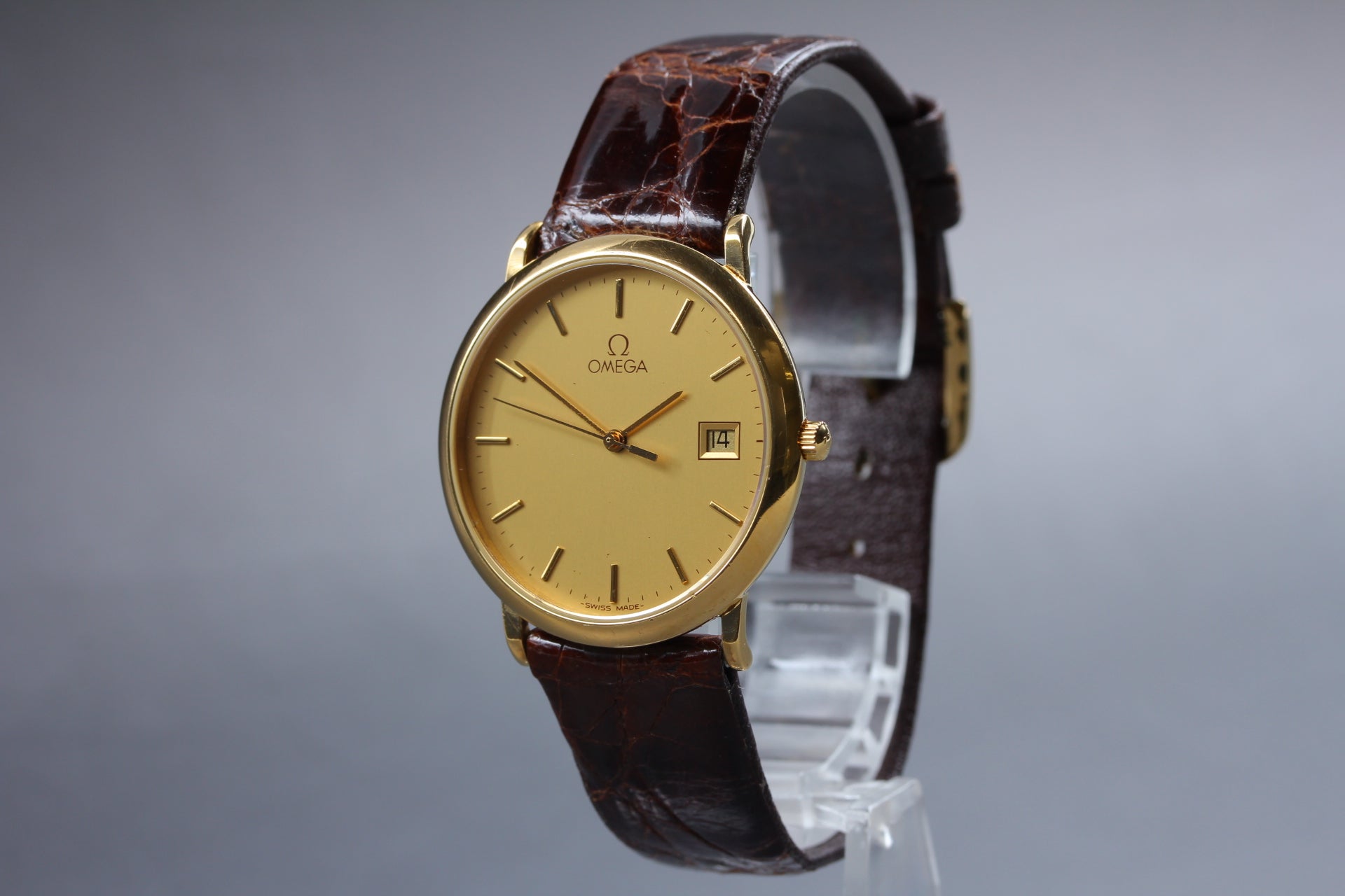 1992 OMEGA De Ville 32mm 196.0312.1 Quartz Gold Dial Men's Vintage Exc+5