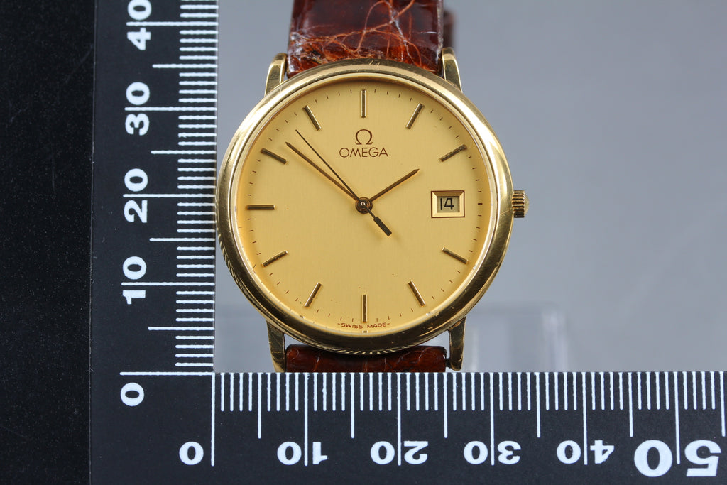 1992 OMEGA De Ville 32mm 196.0312.1 Quartz Gold Dial Men's Vintage Exc+5