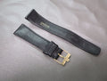 OMEGA Vintage Genuine Black Leather Strap 20mm Watch Band Gold Buckle Men's