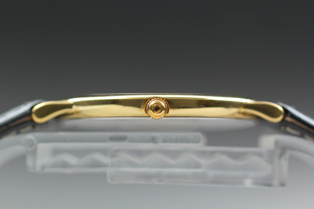 1991 Near MINT OMEGA De Ville 32mm 195.0075.2 Quartz Gold Dial Men's Vintage