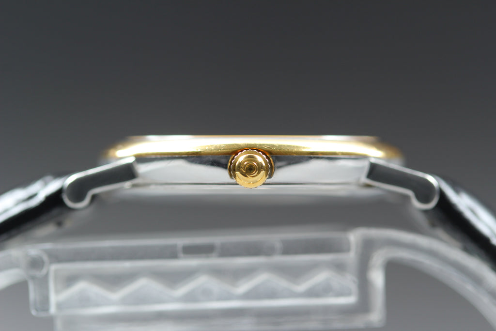 1994 Near MINT OMEGA De Ville 25mm 596.2579 Quartz Gold Dial Women's Vintage