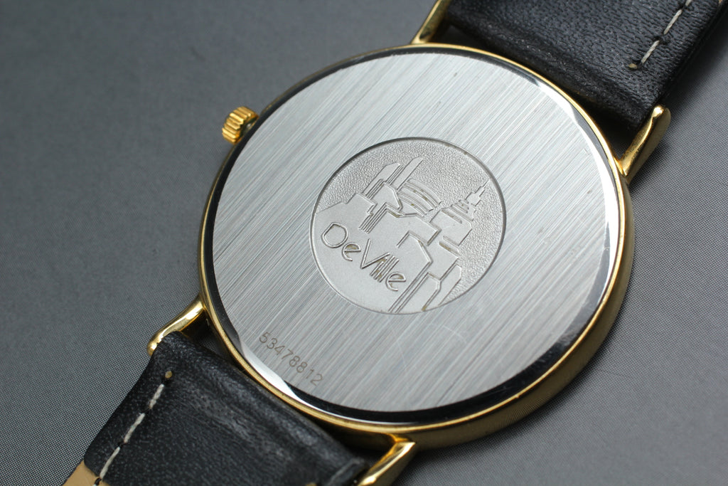 1991 Near MINT OMEGA De Ville 32mm 195.0075.2 Quartz Gold Dial Men's Vintage