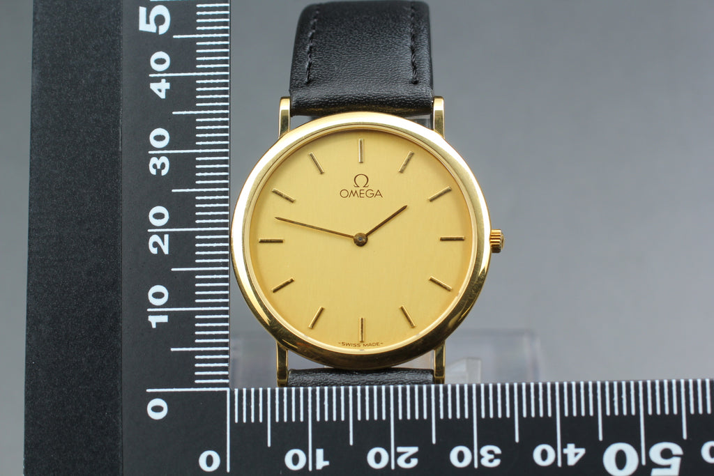 1991 Near MINT OMEGA De Ville 32mm 195.0075.2 Quartz Gold Dial Men's Vintage
