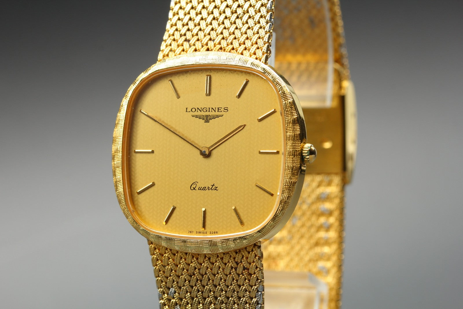 LONGINES 761 3266 30mm Quartz L761.2 Gold Plated Gold Dial Men's Vintage Exc+5