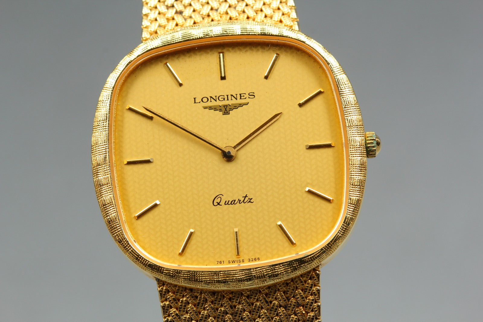 LONGINES 761 3266 30mm Quartz L761.2 Gold Plated Gold Dial Men's Vintage Exc+5