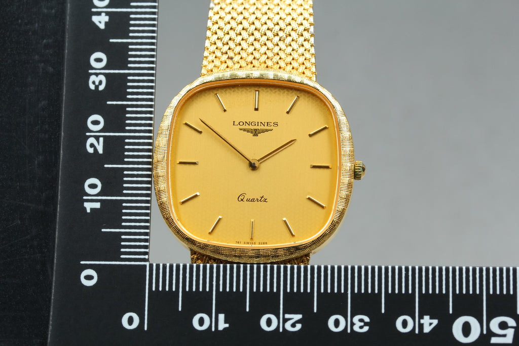 LONGINES 761 3266 30mm Quartz L761.2 Gold Plated Gold Dial Men's Vintage Exc+5