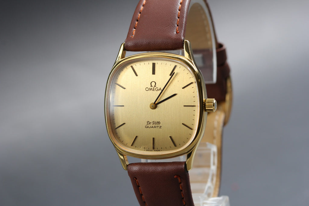 1979 Near MINT OMEGA De Ville 31mm 191.0073 Quartz Gold Dial Men's Watch Vintage
