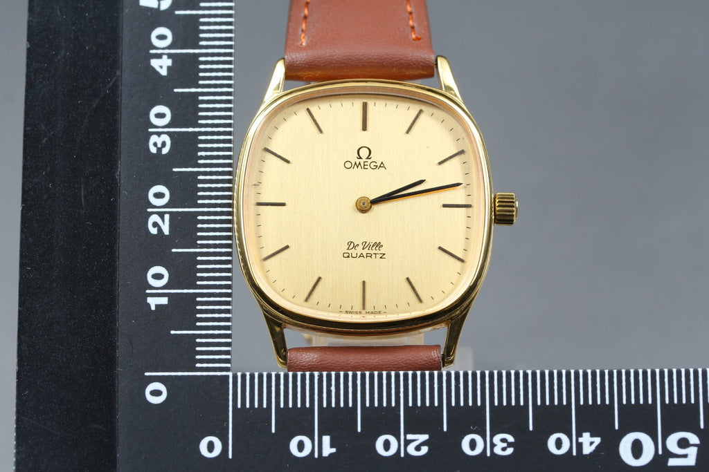 1979 Near MINT OMEGA De Ville 31mm 191.0073 Quartz Gold Dial Men's Watch Vintage