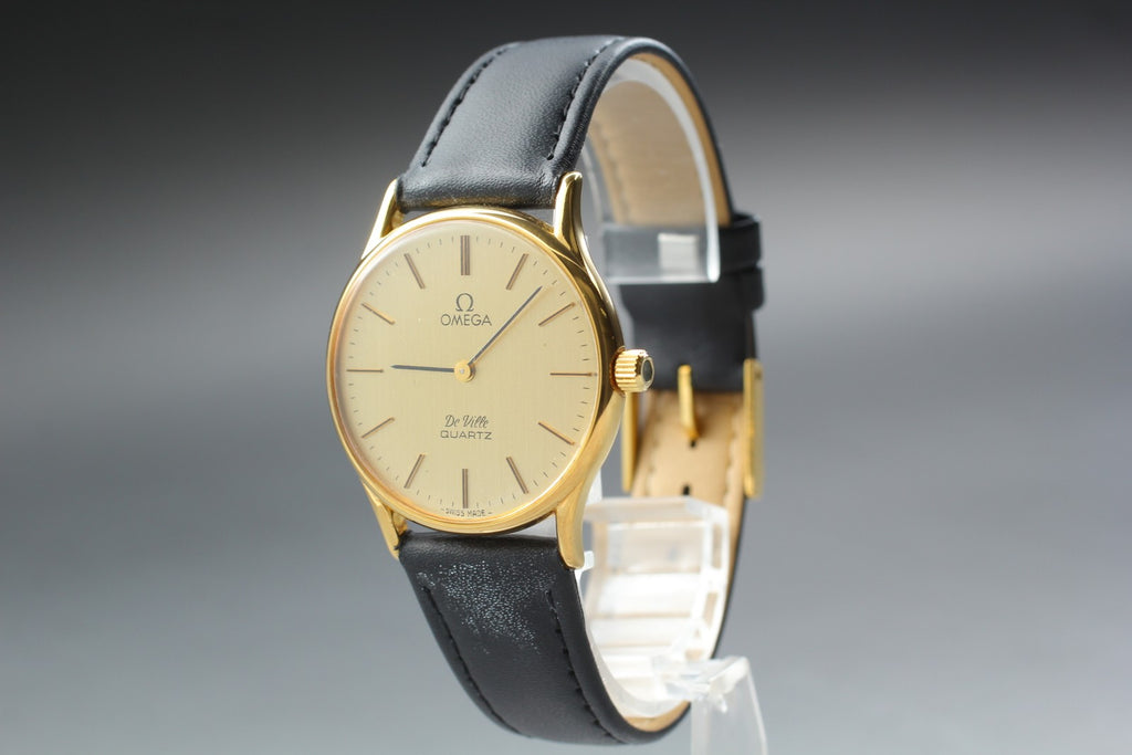 1979 Near MINT OMEGA De Ville 32mm 191.0072 Quartz Gold Dial Men's Watch Vintage