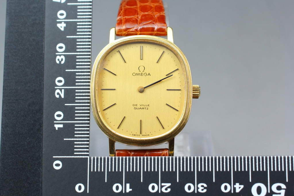 1978 Near MINT OMEGA De Ville 29mm 191.0046 Quartz Gold Dial Men's Watch Vintage