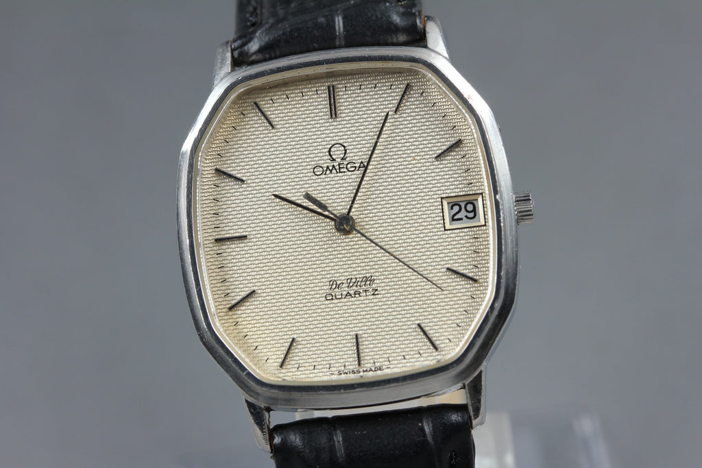 1979 Near MINT OMEGA De Ville 31mm 192.0048 Quartz Silver Dial Men's Vintage