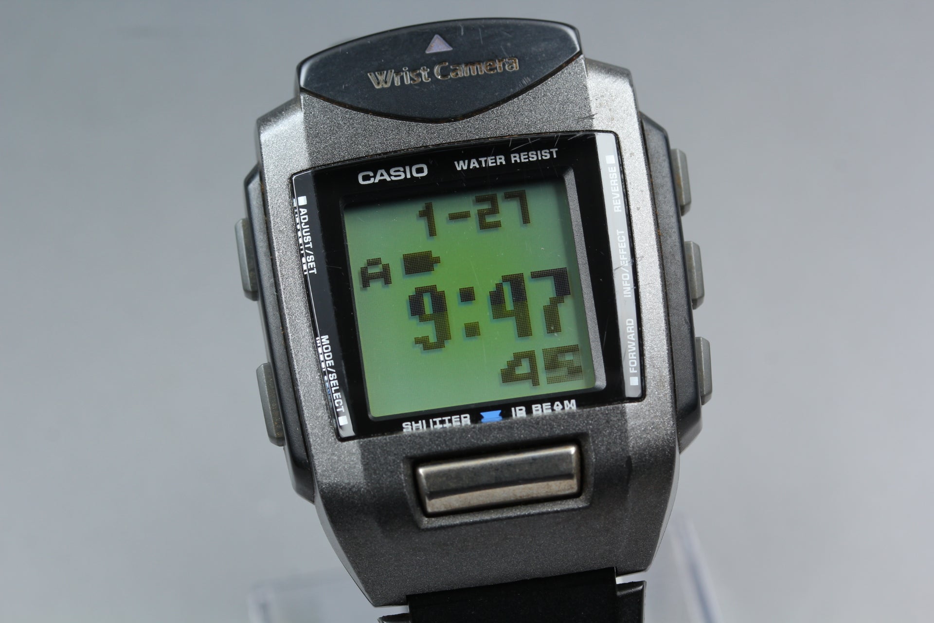 2000s Tested CASIO Wrist Camera WQV-1 39mm Quartz Black Gray Men's Vintage Exc+5