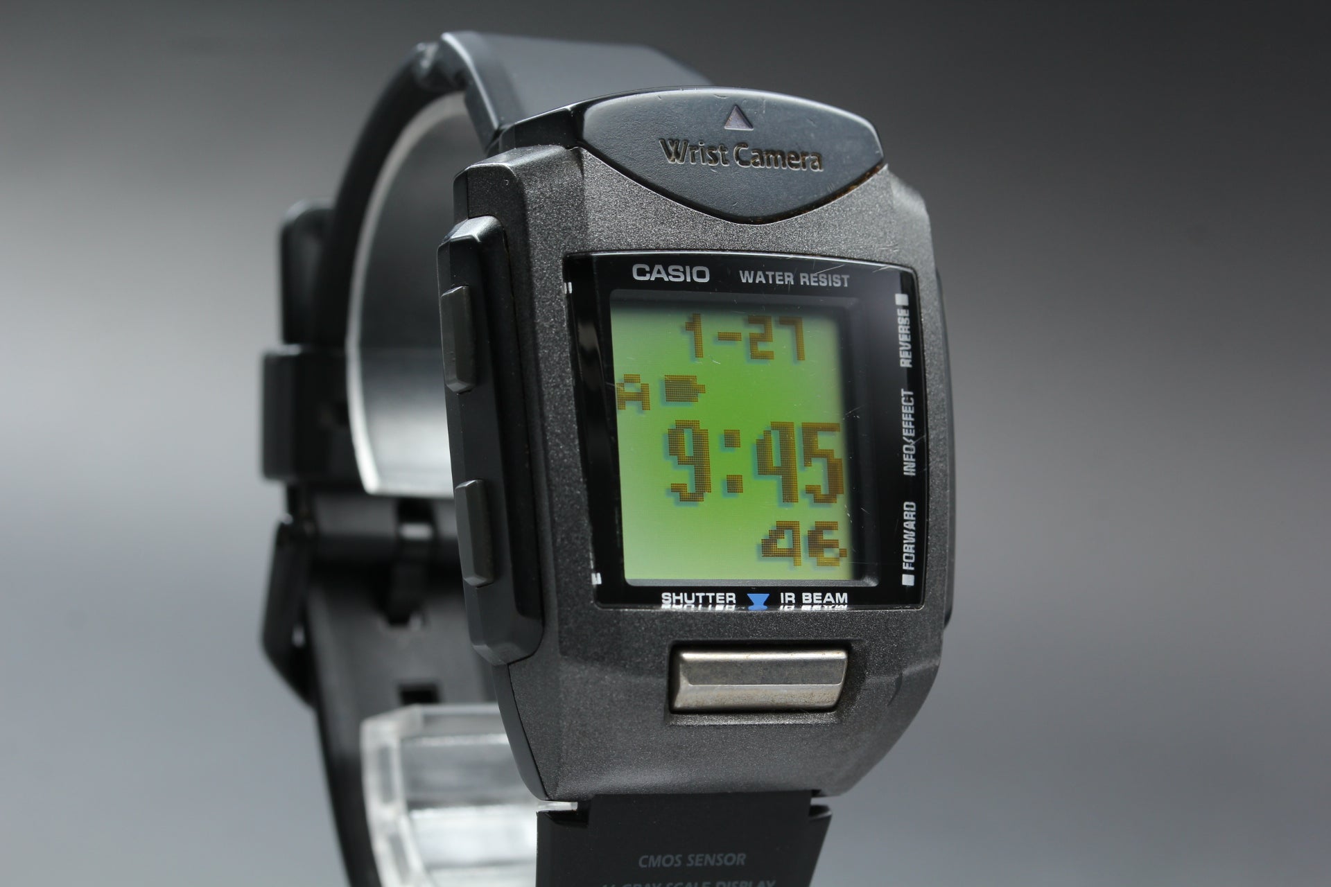 2000s Tested CASIO Wrist Camera WQV-1 39mm Quartz Black Gray Men's Vintage Exc+5