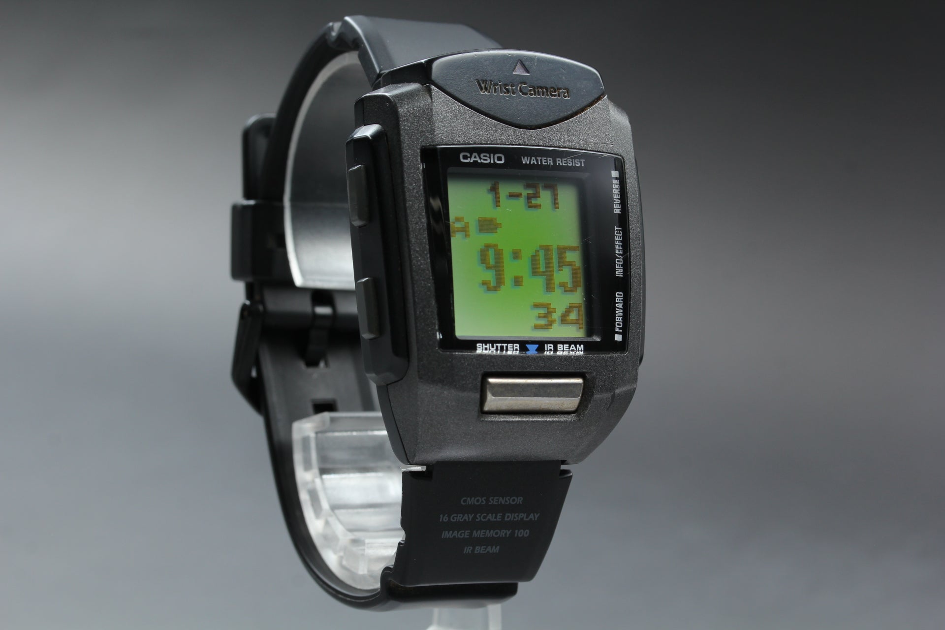 2000s Tested CASIO Wrist Camera WQV-1 39mm Quartz Black Gray Men's Vintage Exc+5