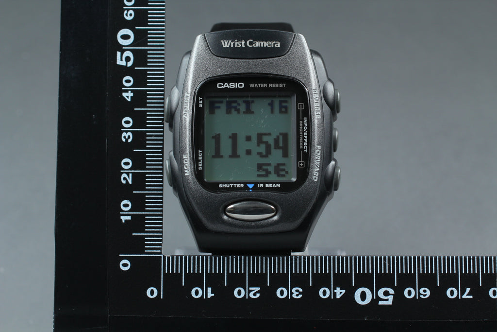 2000s Near MINT CASIO Wrist Camera WQV-2 39mm Quartz Black Gray Men's Vintage