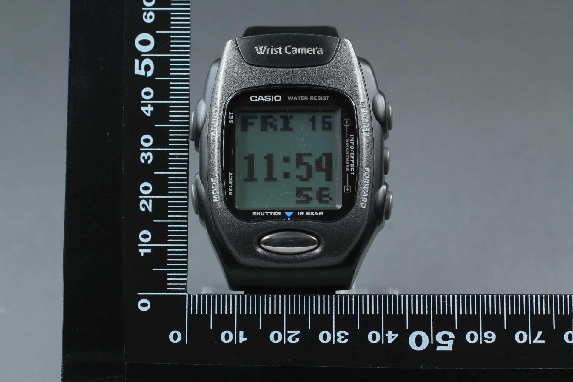 2000s Near MINT CASIO Wrist Camera WQV-2 39mm Quartz Black Gray Men's Vintage