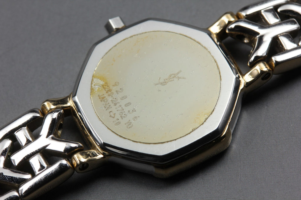 Near MINT Yves Saint Laurent 2200-241762 23mm Quartz Gold Octagon Women Vintage