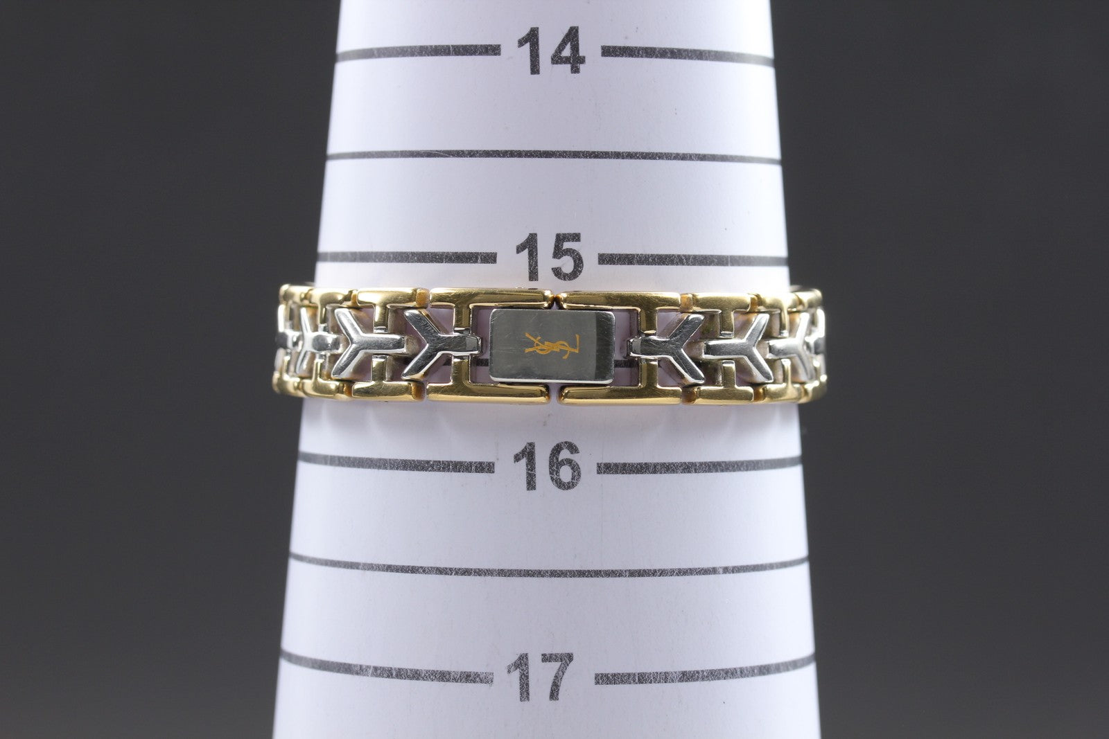 Near MINT Yves Saint Laurent 2200-241762 23mm Quartz Gold Octagon Women Vintage