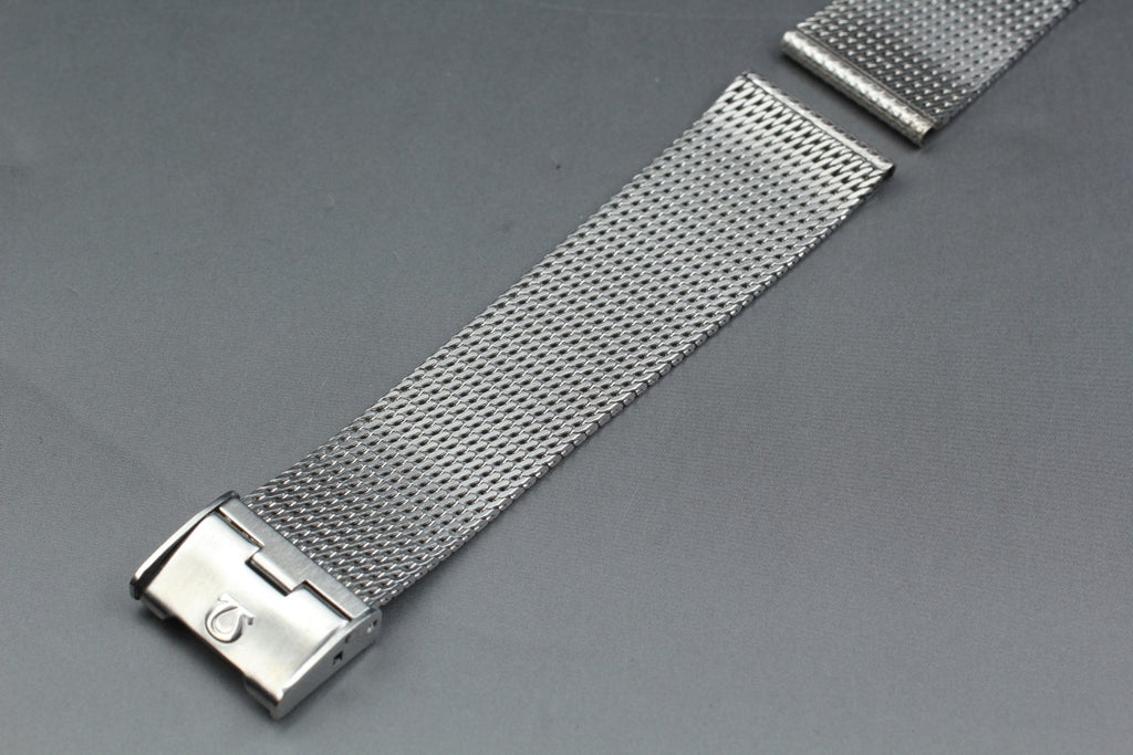 Near MINT OMEGA Milanese/Mesh Band 2038 18mm Stainless Steel Silver Men Vintage
