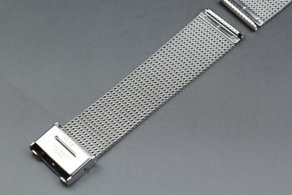 Near MINT OMEGA Milanese/Mesh Band 2038 18mm Stainless Steel Silver Men Vintage