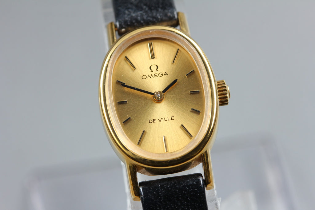 1977 Near MINT/Box OMEGA De Ville 18mm 511.0553 Manual Gold Dial Women's Vintage