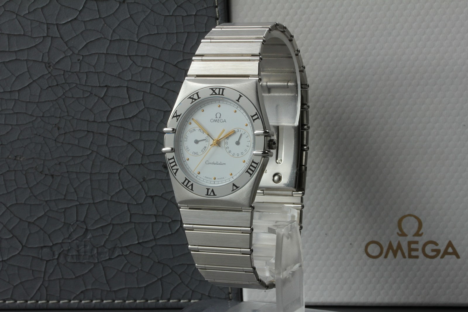 NOS/Full Set 1992 OMEGA Constellation 32mm 396.1070.1 Quartz Silver Men Vintage