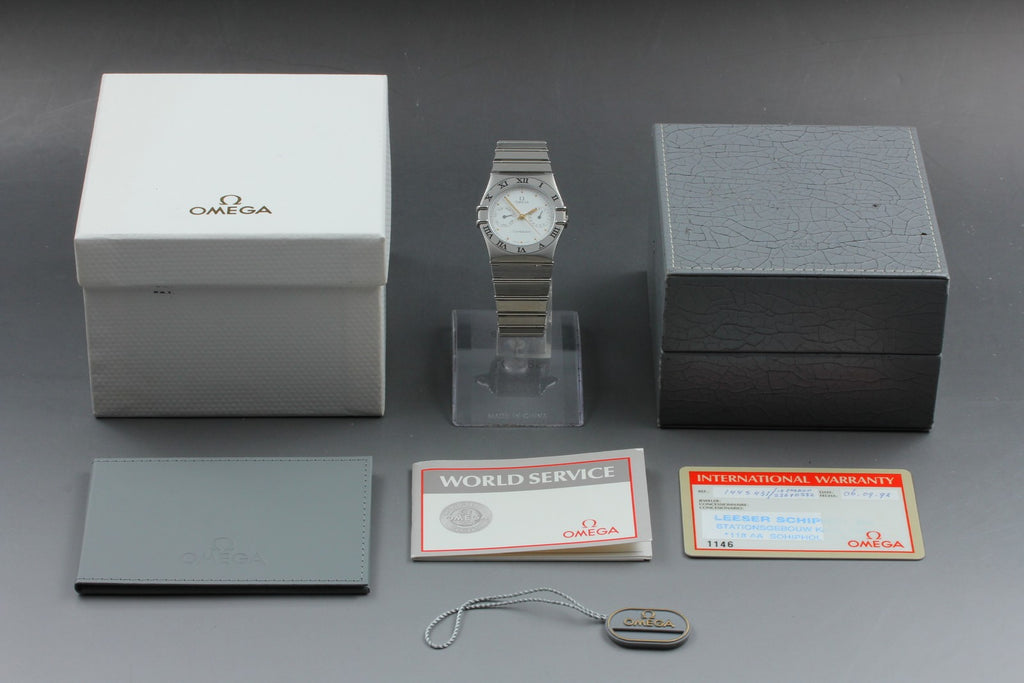 NOS/Full Set 1992 OMEGA Constellation 32mm 396.1070.1 Quartz Silver Men Vintage