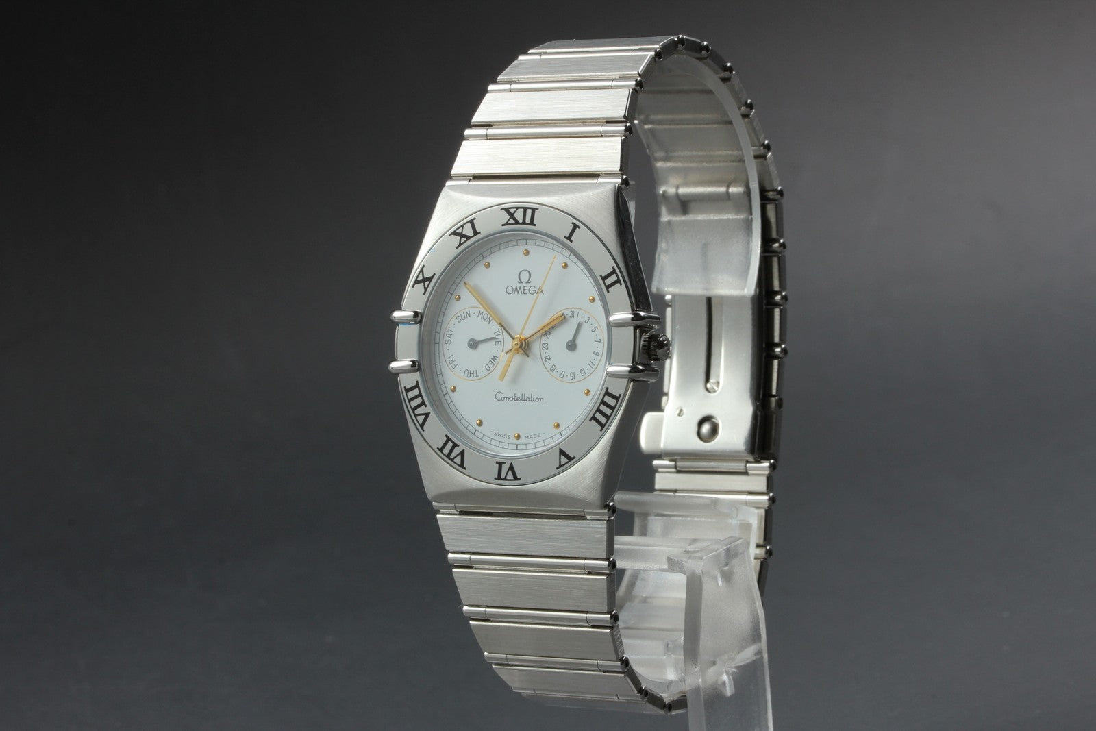 NOS/Full Set 1992 OMEGA Constellation 32mm 396.1070.1 Quartz Silver Men Vintage