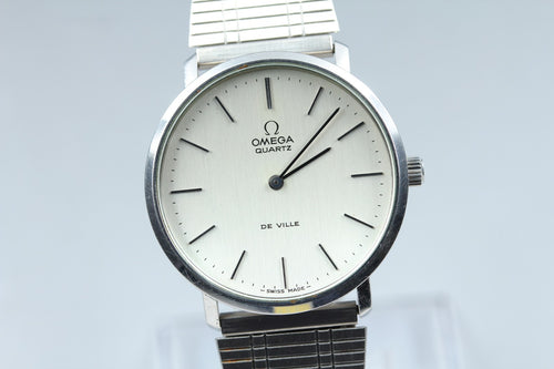 1977 Near MINT OMEGA De Ville 34mm 191.0044 Quartz Silver Dial Men's Vintage