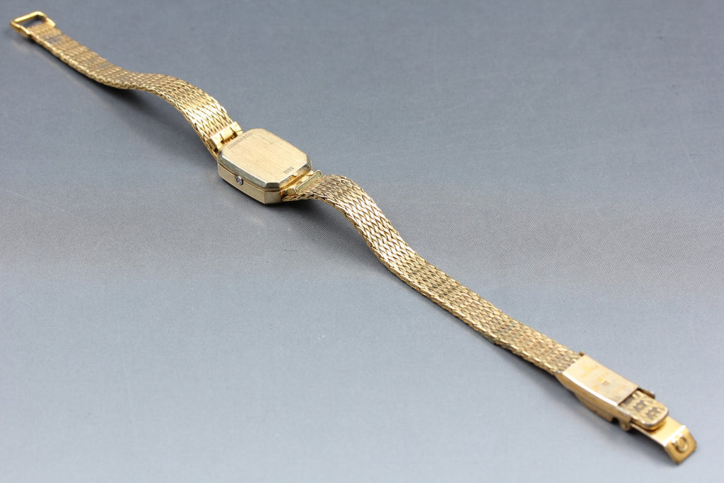 1980 Near MINT OMEGA De Ville 16mm 591.0115 Quartz Gold Roman Dial Women Vintage