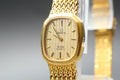 1980 Near MINT OMEGA De Ville 20mm 591.157 Quartz Gold Dial Women's Vintage