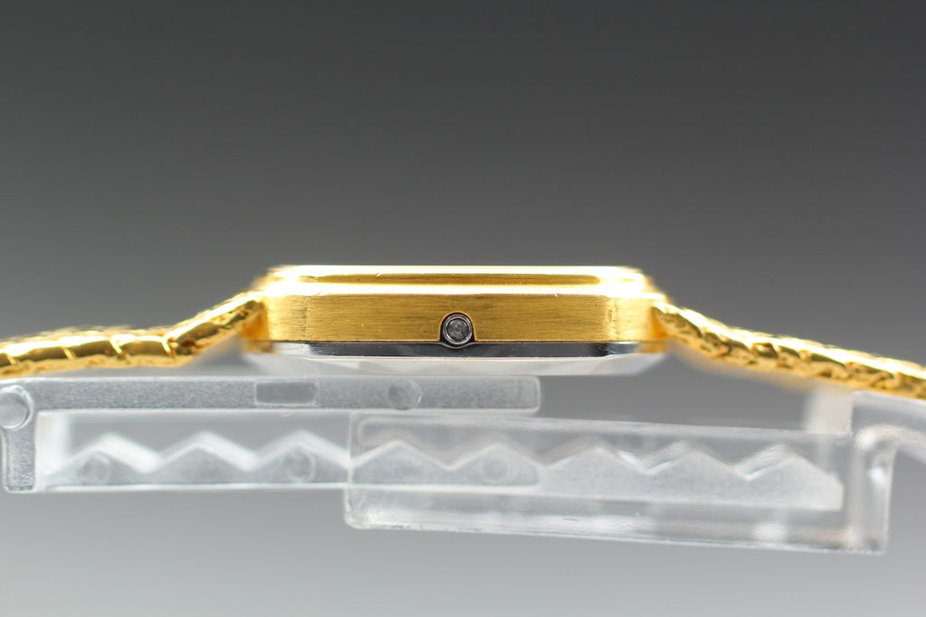1980 Near MINT OMEGA De Ville 20mm 591.157 Quartz Gold Dial Women's Vintage
