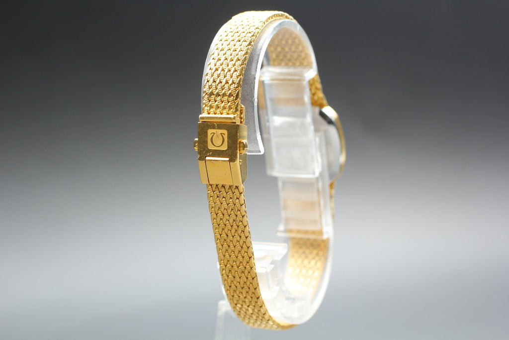 1980 Near MINT OMEGA De Ville 20mm 591.157 Quartz Gold Dial Women's Vintage