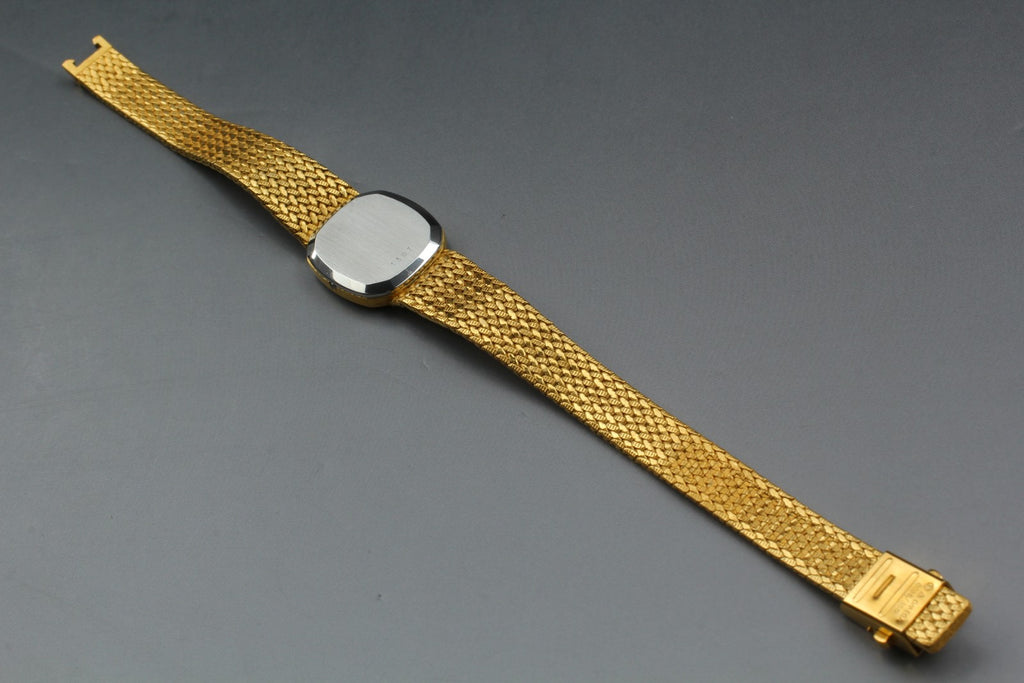 1980 Near MINT OMEGA De Ville 20mm 591.157 Quartz Gold Dial Women's Vintage