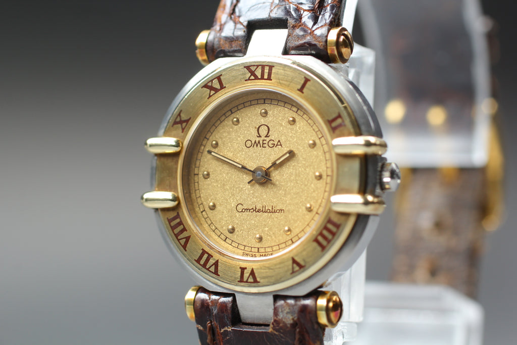 1984 Near MINT OMEGA Constellation 24mm 595.0092 Quartz Gold Women's Vintage
