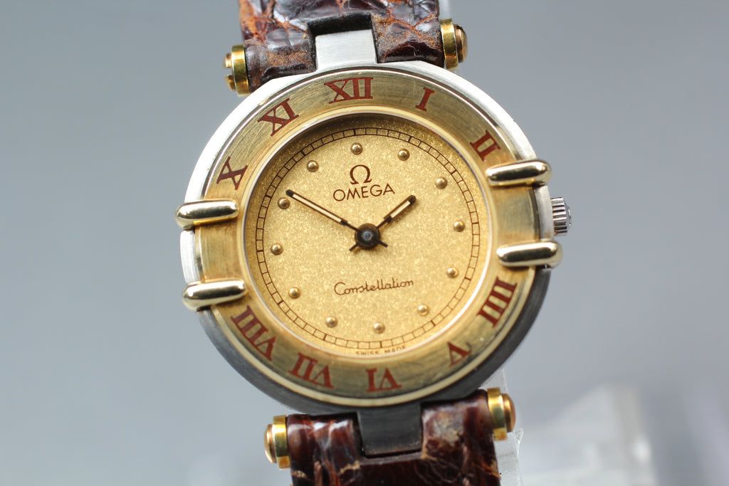 1984 Near MINT OMEGA Constellation 24mm 595.0092 Quartz Gold Women's Vintage