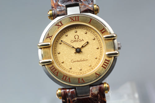 1984 Near MINT OMEGA Constellation 24mm 595.0092 Quartz Gold Women's Vintage