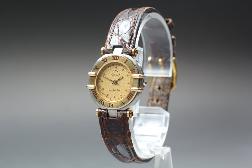 1984 Near MINT OMEGA Constellation 24mm 595.0092 Quartz Gold Women's Vintage